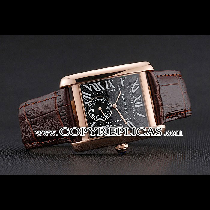 Cartier Tank MC Black Dial Gold Case Brown Leather Strap CTR6133: Image 2