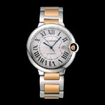 Swiss Cartier Ballon Bleu 42mm Silver Dial Stainless Steel Case Two Tone Gold Bracelet CTR5892