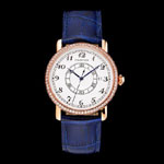 Cartier Ronde Solo White Dial Diamond Bezel Rose Gold Case Blue Leather Strap CTR5989