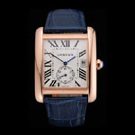 Cartier Tank MC White Dial Gold Case Blue Leather Strap CTR6126