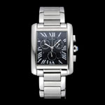 Cartier Tank MC Black Dial Stainless Steel Case And Bracelet CTR6129