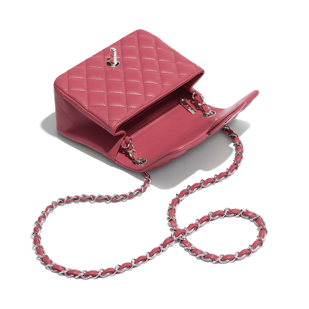 Chanel Lambskin Silver Pink Mini Flap Bag A35200 Y01480 N5328: Image 3