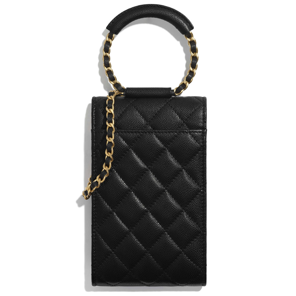 Chanel Grained Shiny Calfskin Phone Holder with Chain AP1262 B02301 94305: Image 2