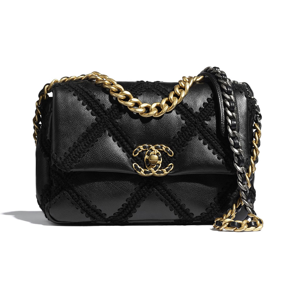 Calfskin Crochet Black Chanel 19 Flap Bag AS1160 B04824 94305: Image 1