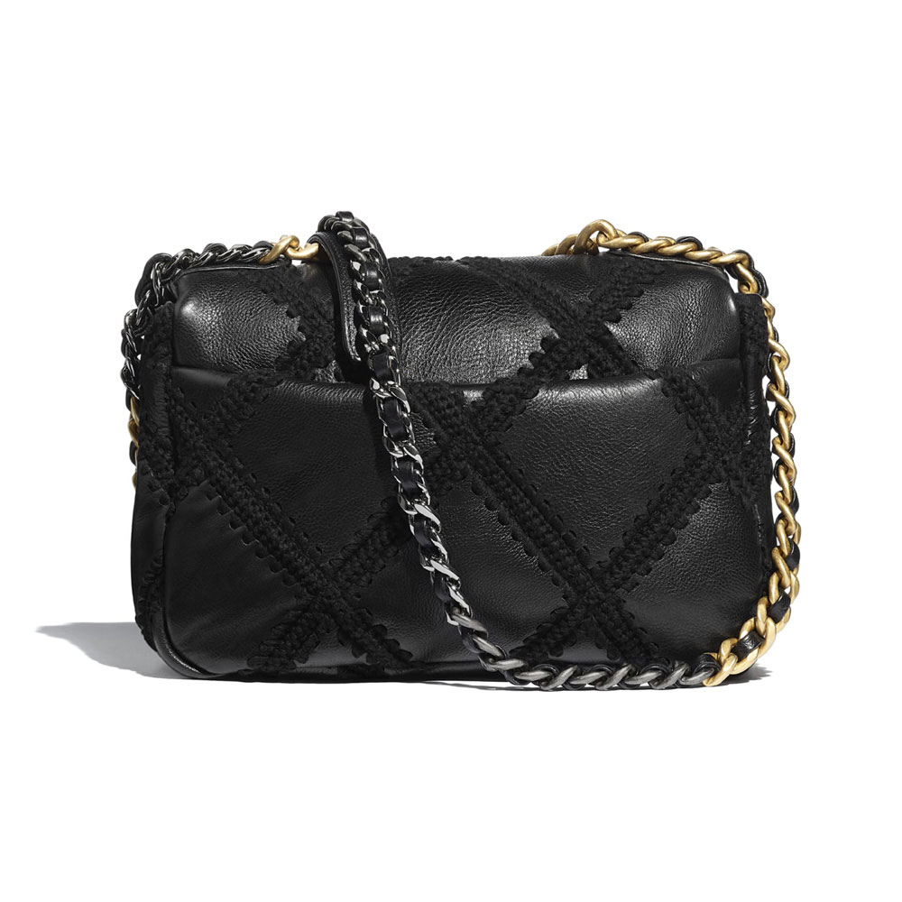 Calfskin Crochet Black Chanel 19 Flap Bag AS1160 B04824 94305: Image 2