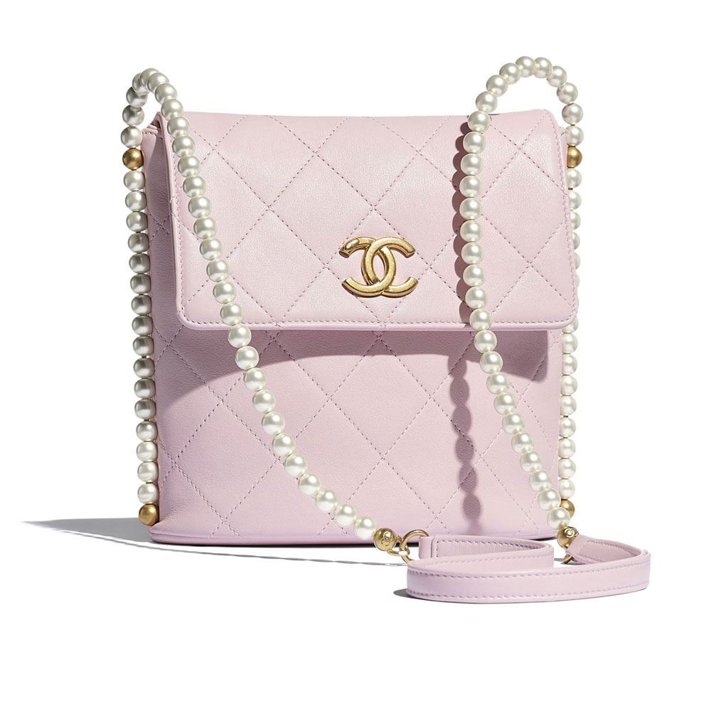 Chanel Imitation Pearls Light Pink Small Hobo Bag AS2503 B05543 NC022: Image 1