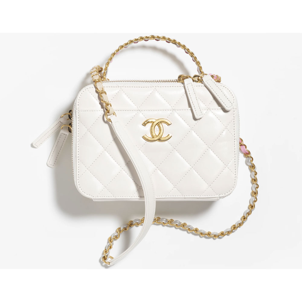 Chanel Shiny calfskin gold White Vanity Case AS3899 B10377 10601: Image 1