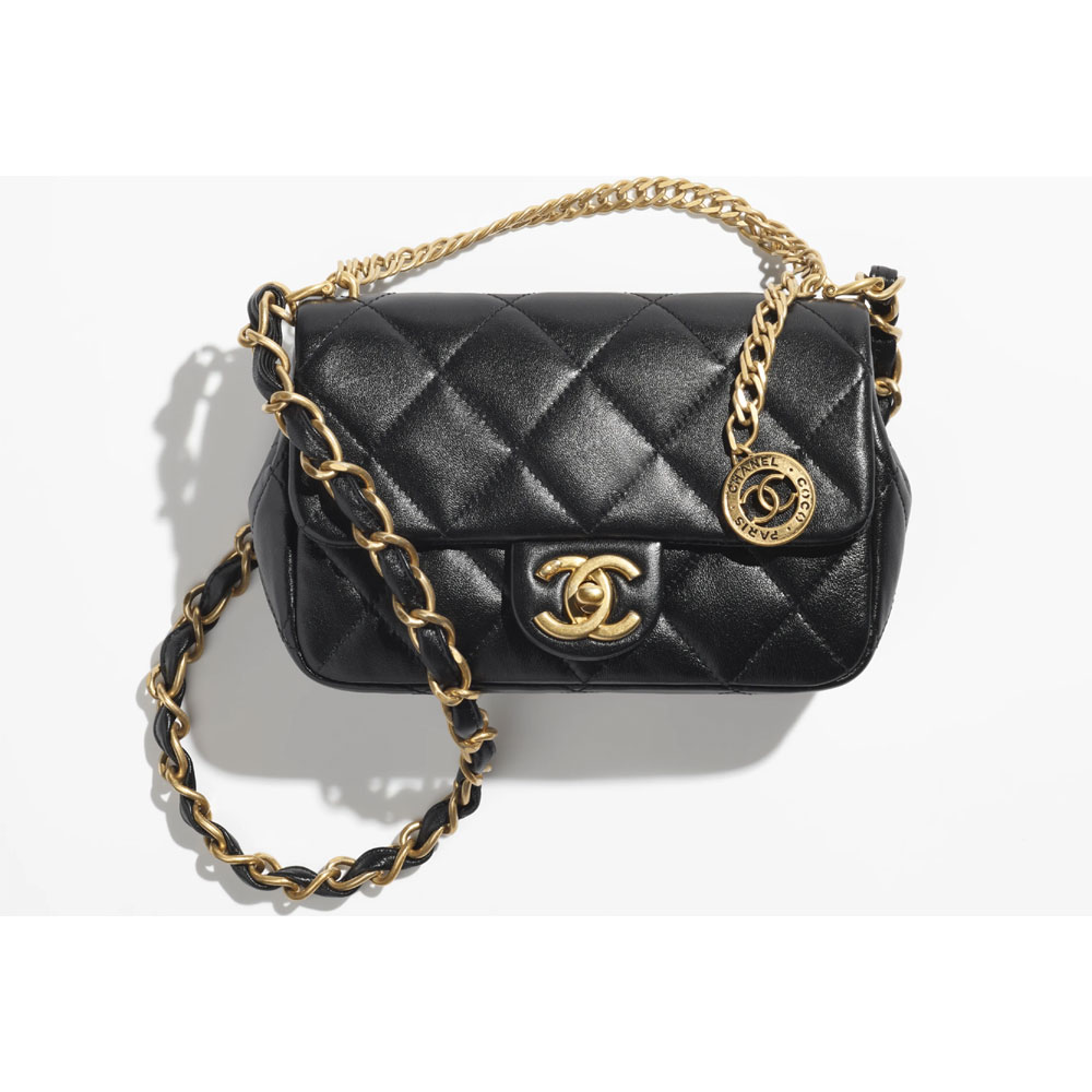 Chanel Lambskin gold Black Small Flap Bag AS4012 B10669 94305: Image 1