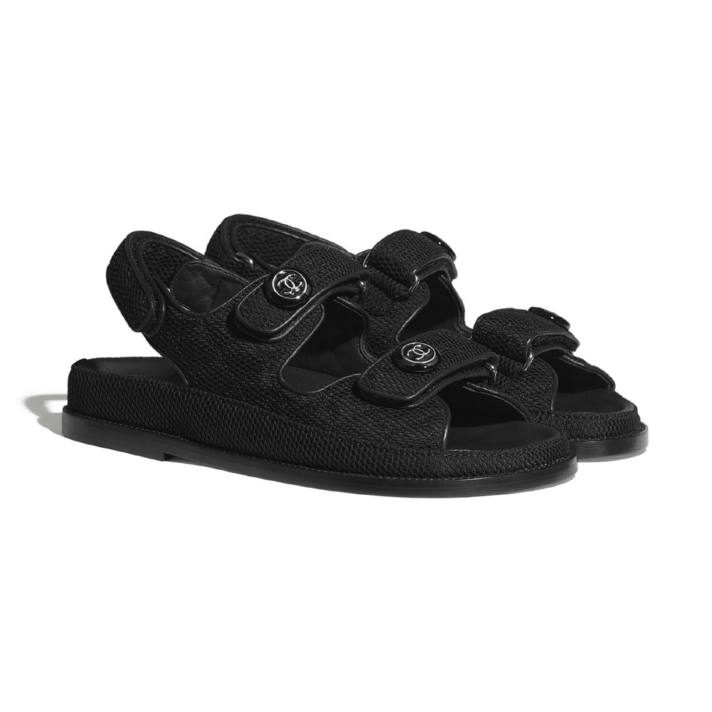Chanel Fabric Black Sandal G35927 X56031 94305: Image 2