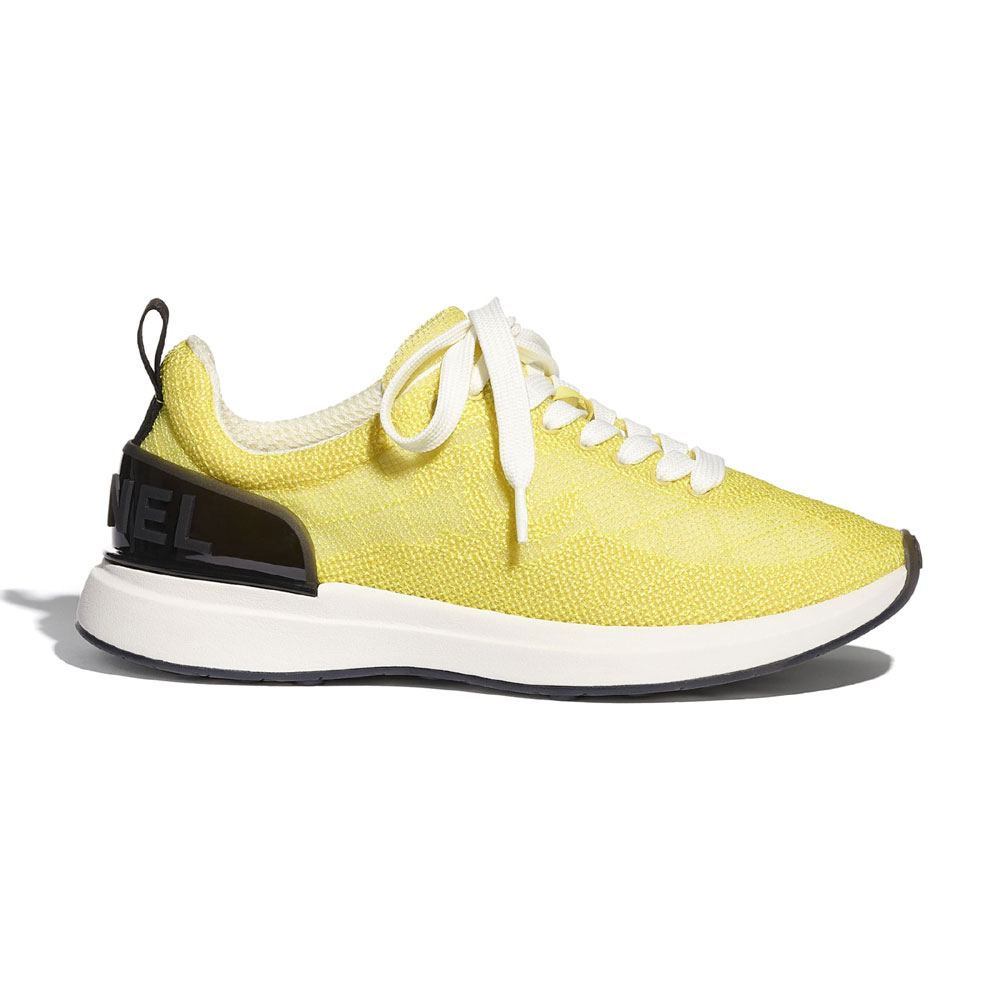 Chanel Embroidered Mesh Yellow Sneaker G37129 X56059 0K138: Image 1