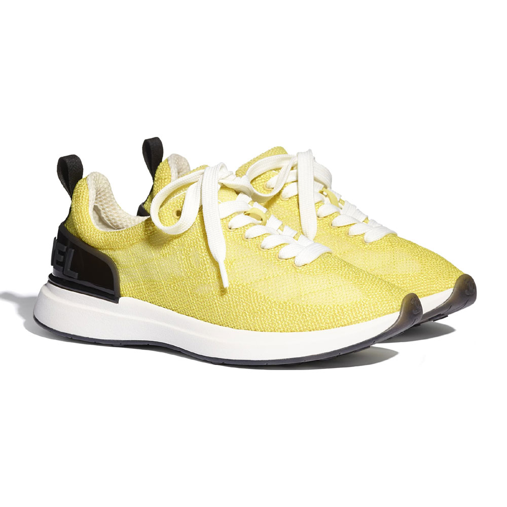 Chanel Embroidered Mesh Yellow Sneaker G37129 X56059 0K138: Image 2