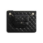 Chanel Lambskin Metal Black Pouch AP1075 Y04059 94305