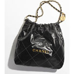 Shiny calfskin gold Black White CHANEL 22 bag AS3261 B09981 NM240