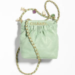 Chanel Lambskin resin gold Light Green Small Bucket Bag AS3793 B10197 NM369
