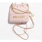 Shiny calfskin gold Light Pink CHANEL 22 Mini bag AS3980 B08037 NN267