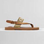 Chloe Woody Flat Sandal In Calfskin Canvas CHC20U32708275