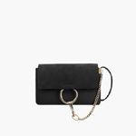 Chloe Faye small shoulder bag Suede smooth calfskin black 3S1127-H2O-001