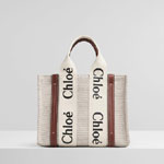 Chloe Small Woody Tote Bag Cotton Canvas Ribbon CHC21US385E6690U