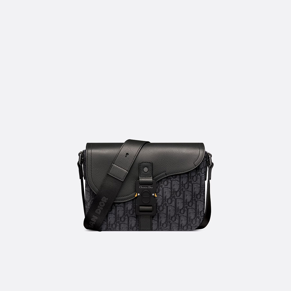 Mini Saddle Bag with Strap Black Dior Oblique Jacquard 1ADPO049YKS H00N: Image 1