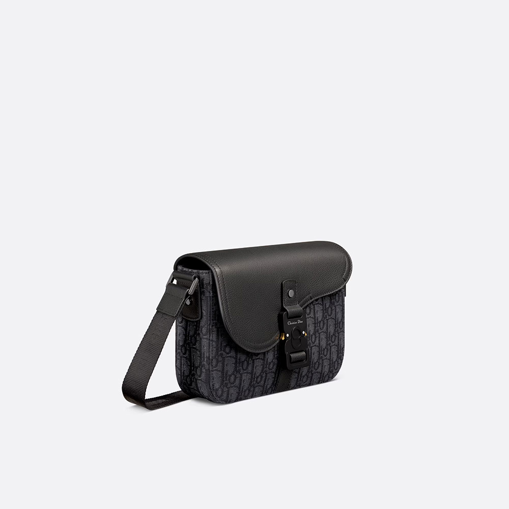 Mini Saddle Bag with Strap Black Dior Oblique Jacquard 1ADPO049YKS H00N: Image 2
