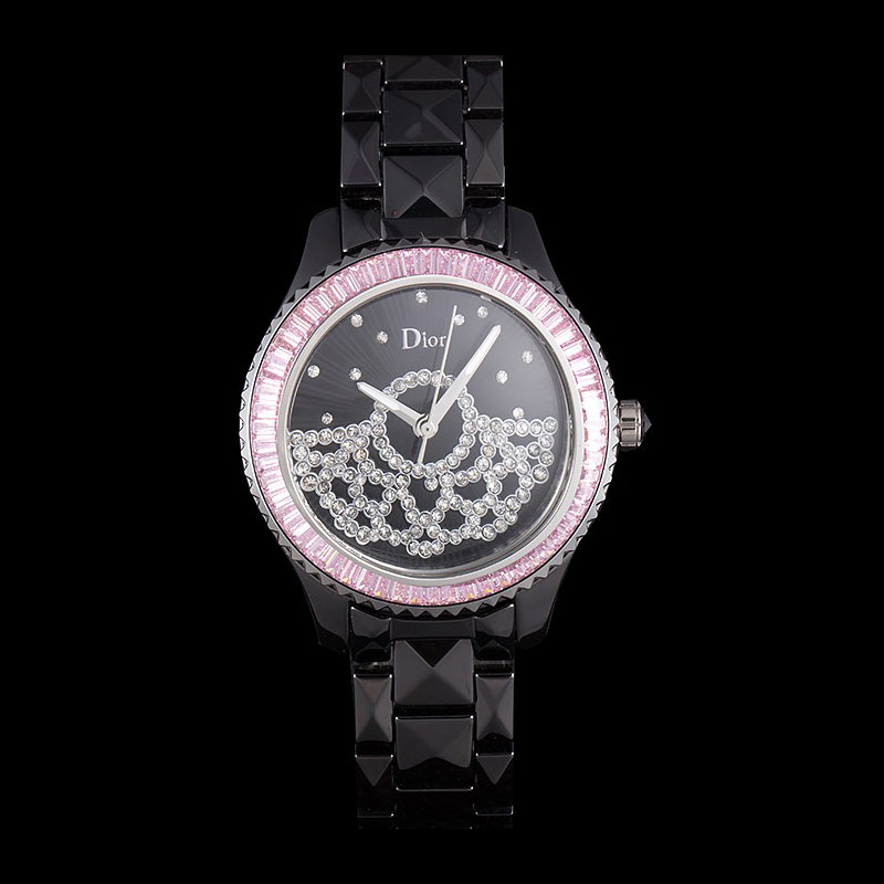 Christian Dior VIII Baguette Cut Pink Diamonds with Diamond Encrusted Dial DIOR6168: Image 1