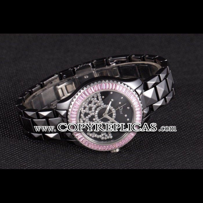 Christian Dior VIII Baguette Cut Pink Diamonds with Diamond Encrusted Dial DIOR6168: Image 2