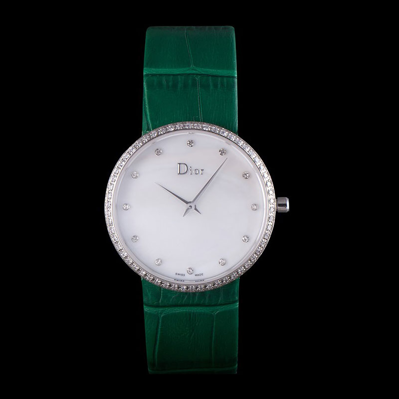 La D de Dior Green Leather Strap with White Dial DIOR6170: Image 1