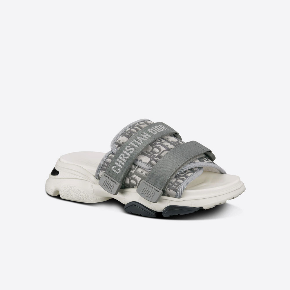 D-Wander Slide Gray Technical Fabric with Dior Oblique Print KCQ351OBY S33G: Image 2