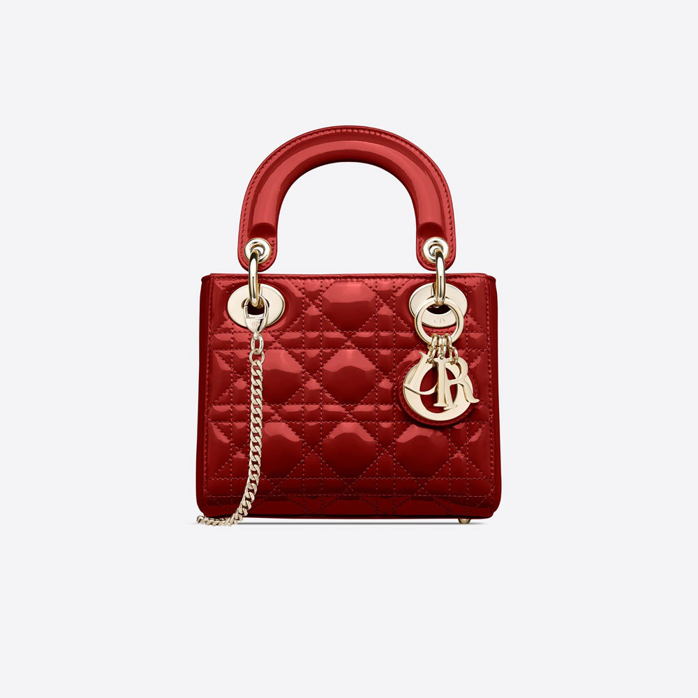Mini Lady Dior Bag Cherry Red Patent Cannage Calf M0505OWCB M323: Image 1