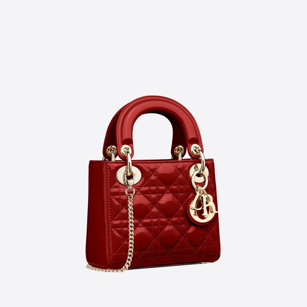Mini Lady Dior Bag Cherry Red Patent Cannage Calf M0505OWCB M323: Image 2