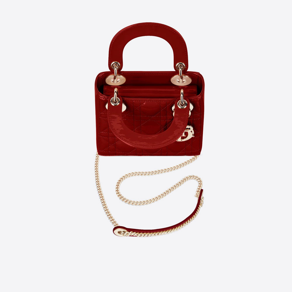 Mini Lady Dior Bag Cherry Red Patent Cannage Calf M0505OWCB M323: Image 3