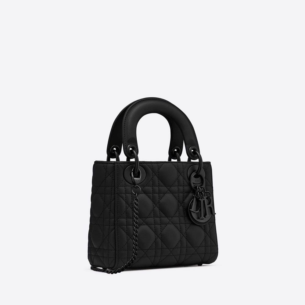 Mini Lady Dior Bag Black Ultramatte Cannage Calfskin M0505SLOI M989: Image 2