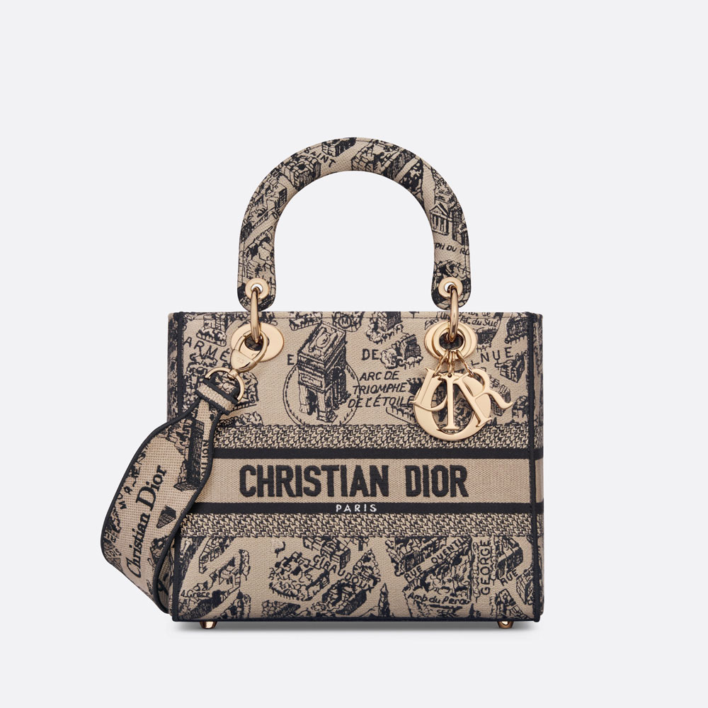 Dior Medium Lady D-Lite Bag Plan de Paris Embroidery M0565OOMP M918: Image 1
