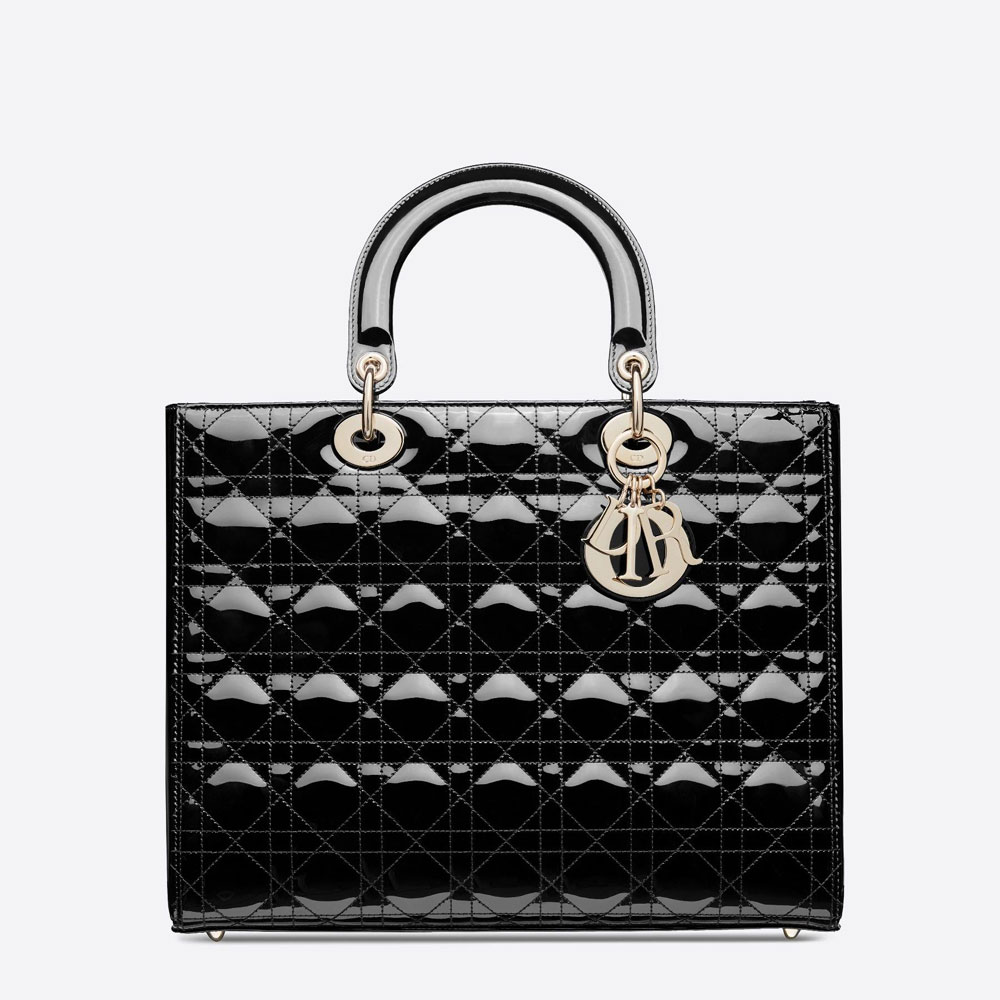 Large Lady Dior Bag Black Patent Cannage Calfskin M0566OWCB M900: Image 1