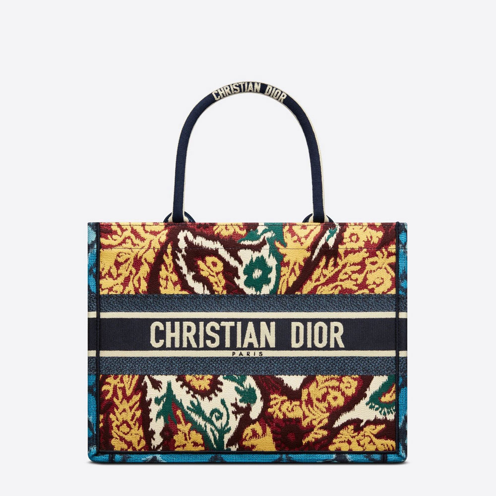 Small Dior Paisley Embroidery Book Tote Blue Multicolor M1296ZJAP M884: Image 1