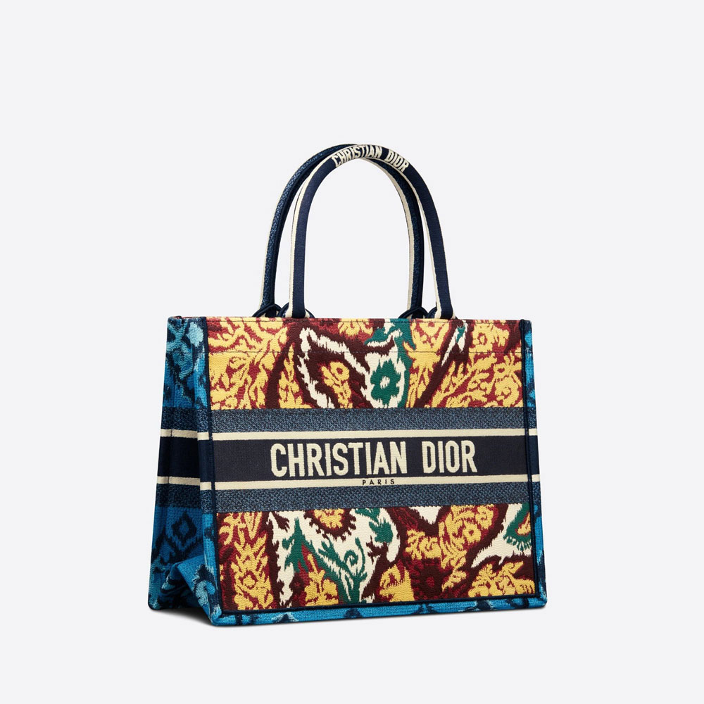 Small Dior Paisley Embroidery Book Tote Blue Multicolor M1296ZJAP M884: Image 2