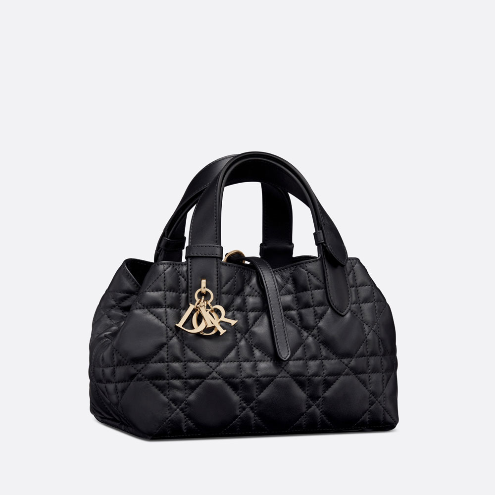 Small Dior Toujours Bag Black Macrocannage Calfskin M2822OSHJ M900: Image 1