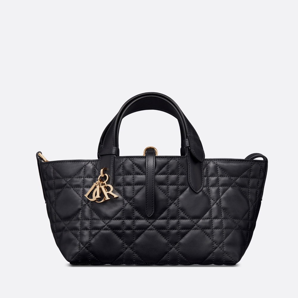 Small Dior Toujours Bag Black Macrocannage Calfskin M2822OSHJ M900: Image 2