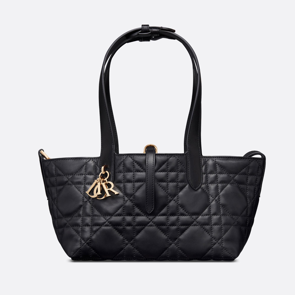 Small Dior Toujours Bag Black Macrocannage Calfskin M2822OSHJ M900: Image 3