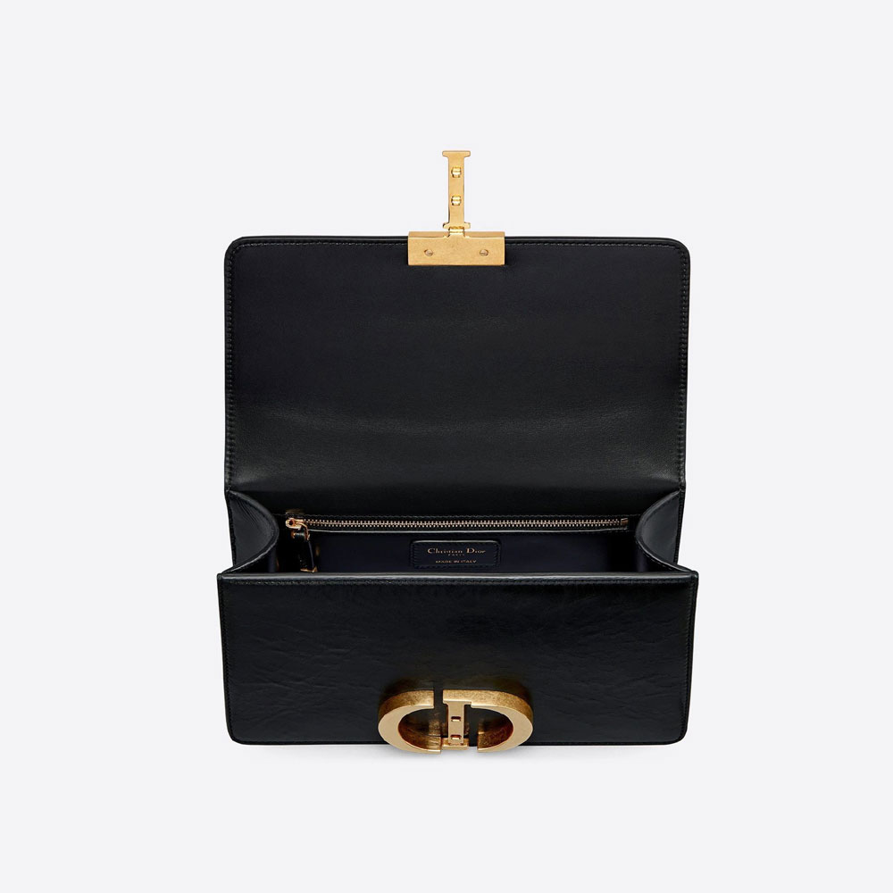 Dior 30 Montaigne Flap Bag Black Shiny Crinkled Lambskin M9203UMPK M900: Image 2