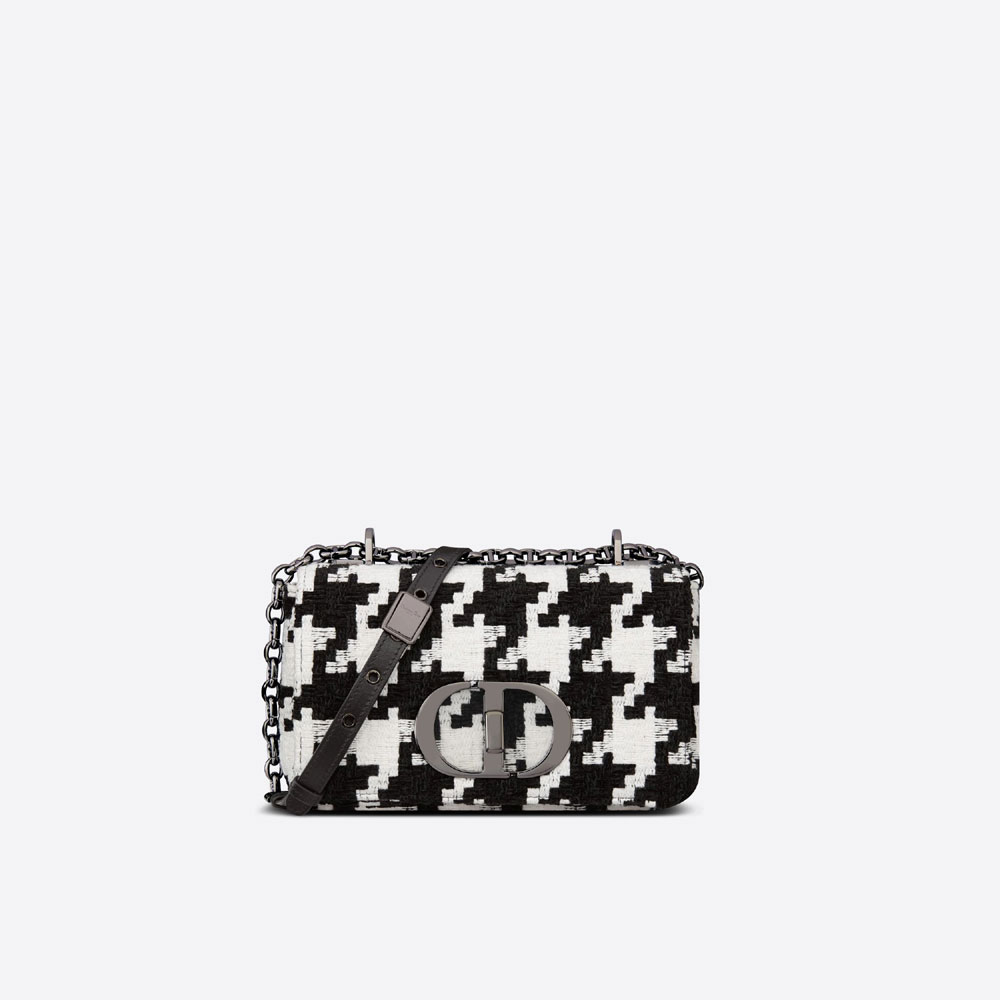 Small Dior Caro Bag Black White Macro Houndstooth Fabric M9241BTIO M911: Image 1