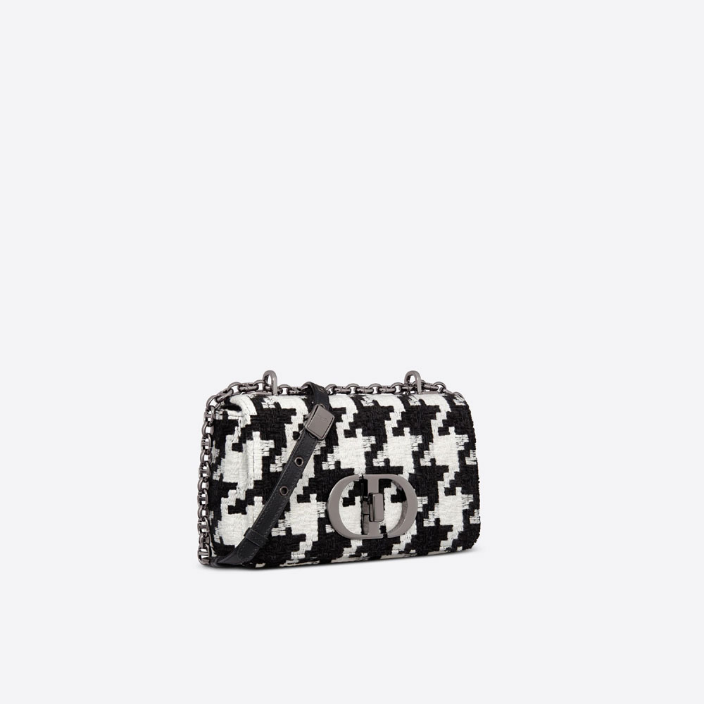 Small Dior Caro Bag Black White Macro Houndstooth Fabric M9241BTIO M911: Image 2
