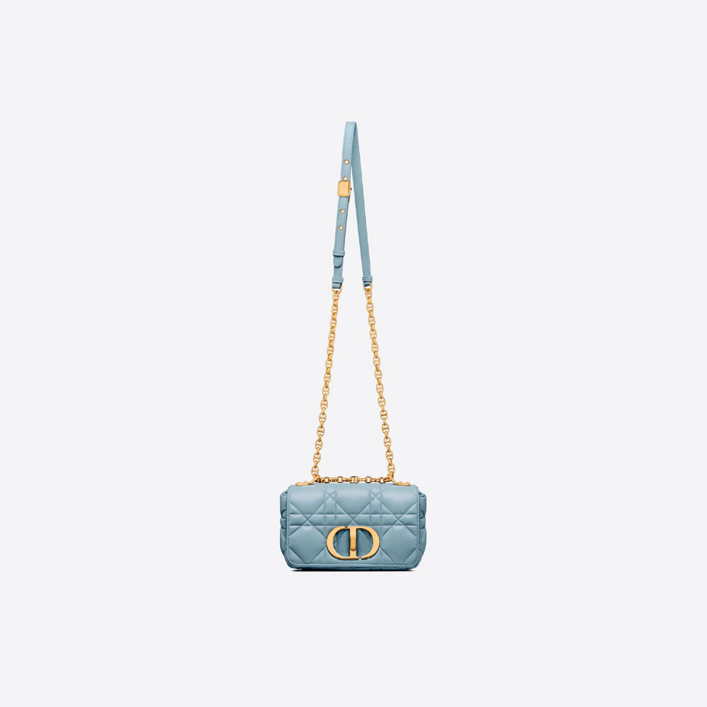 Small Dior Caro Bag Horizon Blue Macrocannage Calfskin M9241UNGK M09Z: Image 3