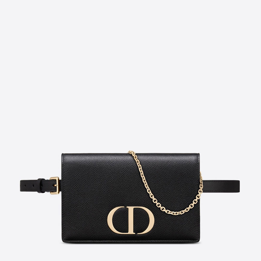 Dior 30 Montaigne 2 in 1 Pouch Black Grained Calfskin S2086OBAE M900: Image 1