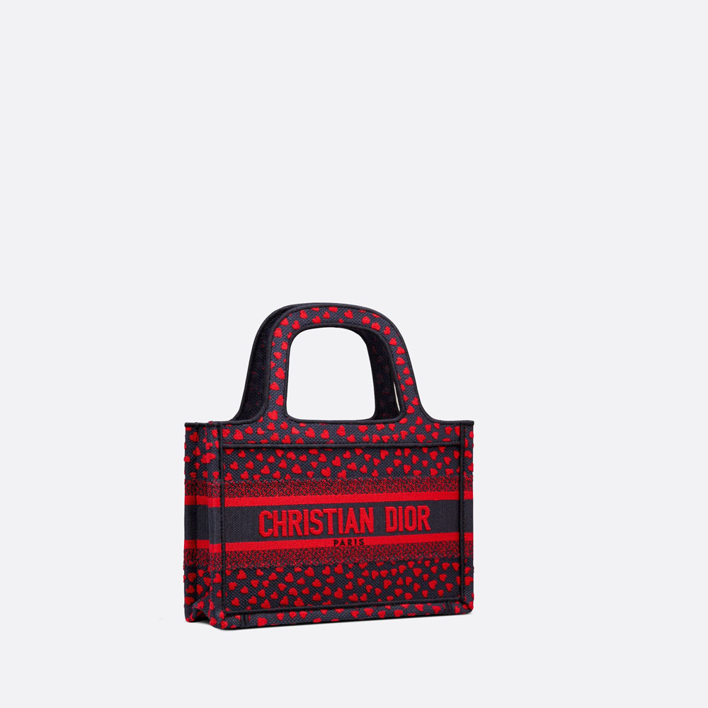 Mini Dior Book Tote Navy Blue and Red I Love Paris Embroidery S5475ZRGF M928: Image 2