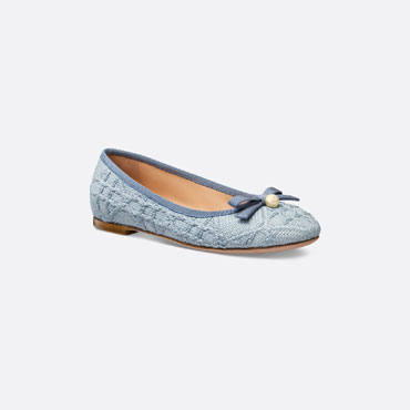 Dior Ballet Flat Pastel Blue Cannage Raffia KDB900CFN S33B