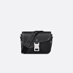 Dior Mini Saddle Bag with Strap Black Grained Calfskin 1ADPO049YKK H00N