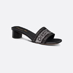 Dior Dway Heeled Slide Black Cotton Embroidered KCQ860CHS S900