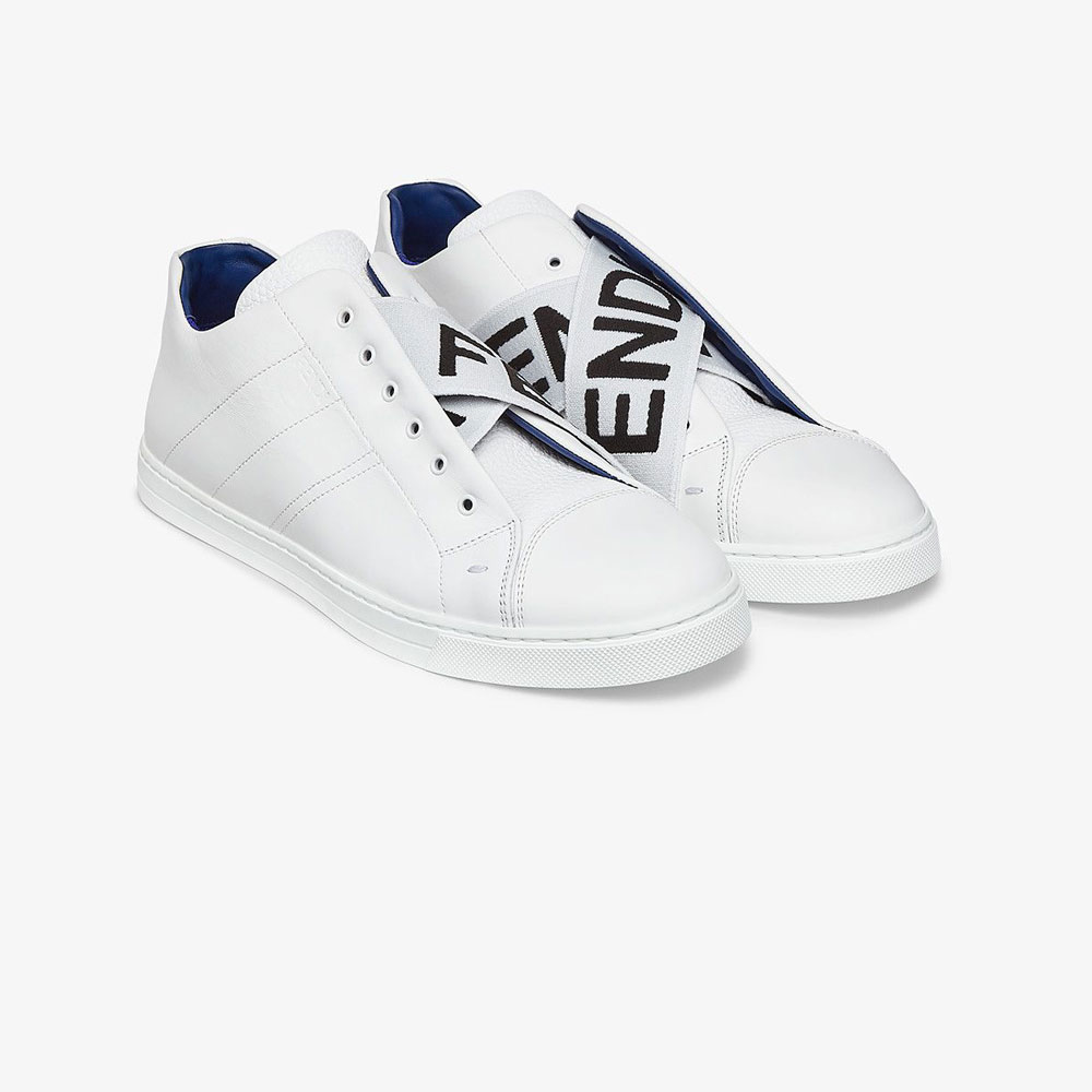 Fendi Sneakers White Leather Slip Ons 7E1198 ABOA F1AUG: Image 1