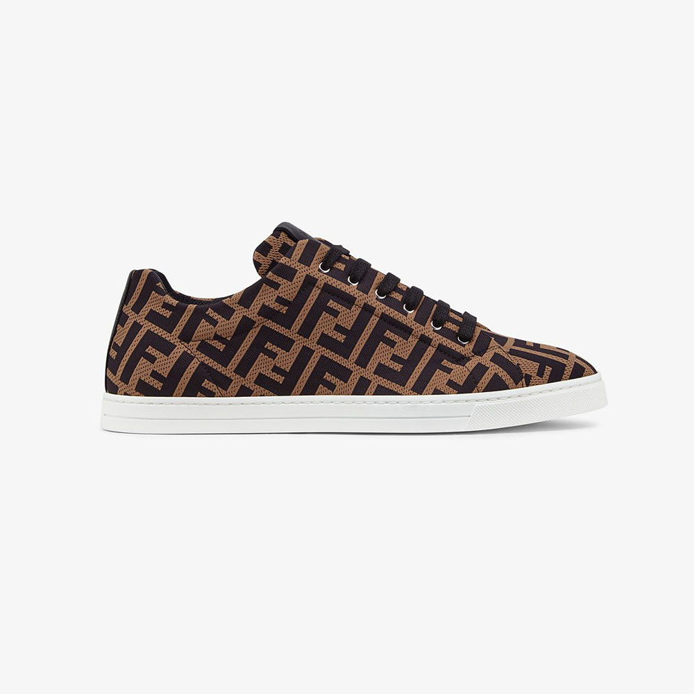 Fendi Sneakers Brown Tech Fabric Low Tops 7E1258 A7MY F0R7R: Image 1